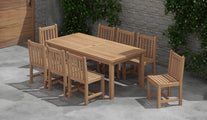 100 x 200cm Teak Fixed Rectangular Table & 8 Salisbury Garden Dining Chairs Overhead Perspective