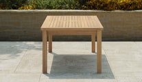 Teak Fixed Rectangular Table 100 x 200cm with Parasol Hole Side View