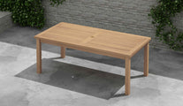 100 x 200cm Teak Fixed Rectangular Garden Table Overhead Perspective