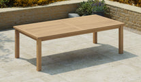 Teak Fixed Rectangular Table 120 x 240cm without Parasol Hole Front Angled View
