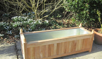 Rectangular Teak Planter 45 x 135cm with Galvanised Liner