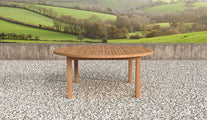 Teak Fixed Round Table Front View
