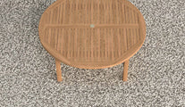 Teak Fixed Round Table Overhead View