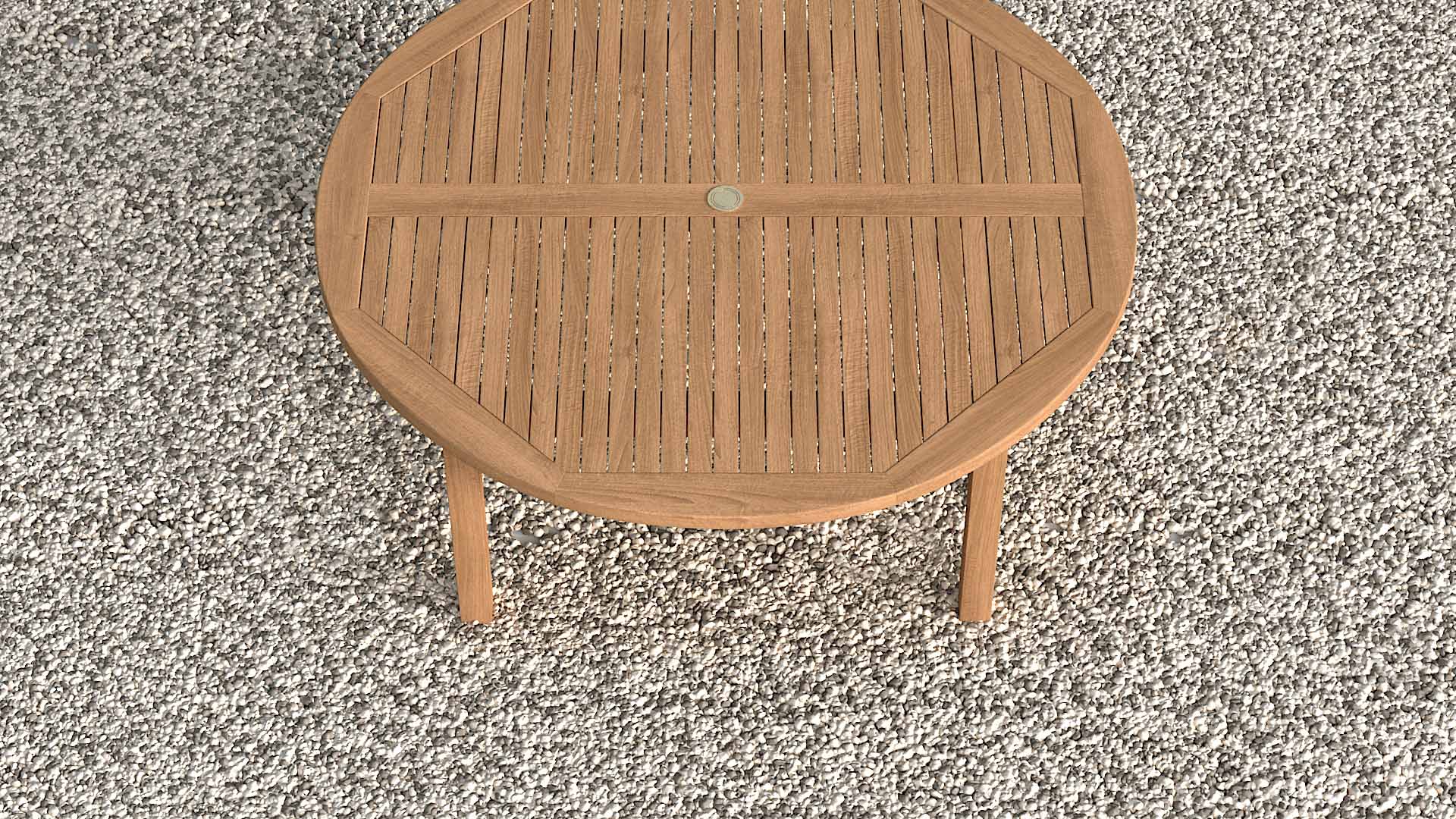 Teak Fixed Round Table Overhead View