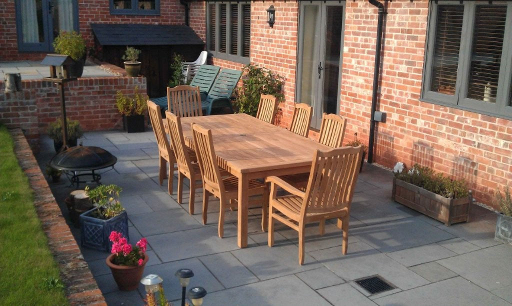 120x240cm Teak Fixed Rectangular Table & Kensington Chairs