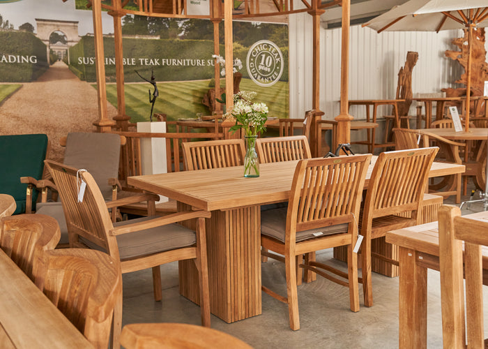 Image of teak furniture in the Chic Teak showroom