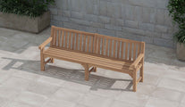 240cm Salisbury Teak Large Garden Bench Front Overhead Perspective