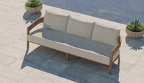 Windsor Teak Three Seater Sofa with Ecru Cushions Overhead Perspective