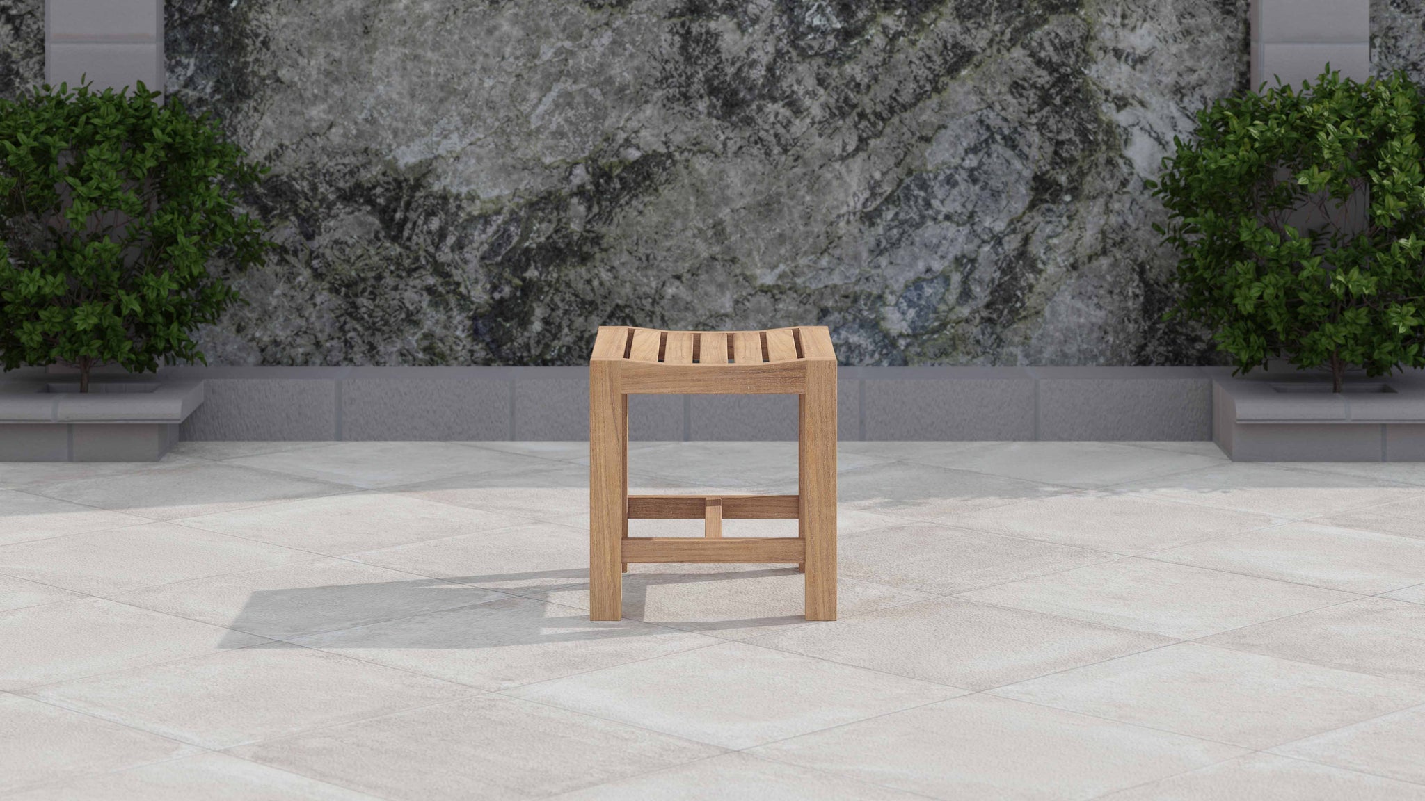 Teak 50cm Backless Bench Stool Side View