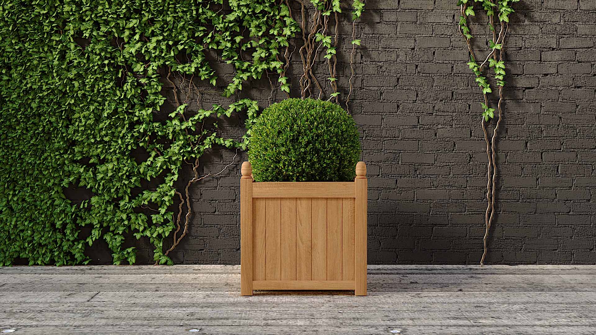 Teak Square Planter 75 x 75cm Front View