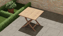 Square Folding Teak Garden Table Overhead Perspective