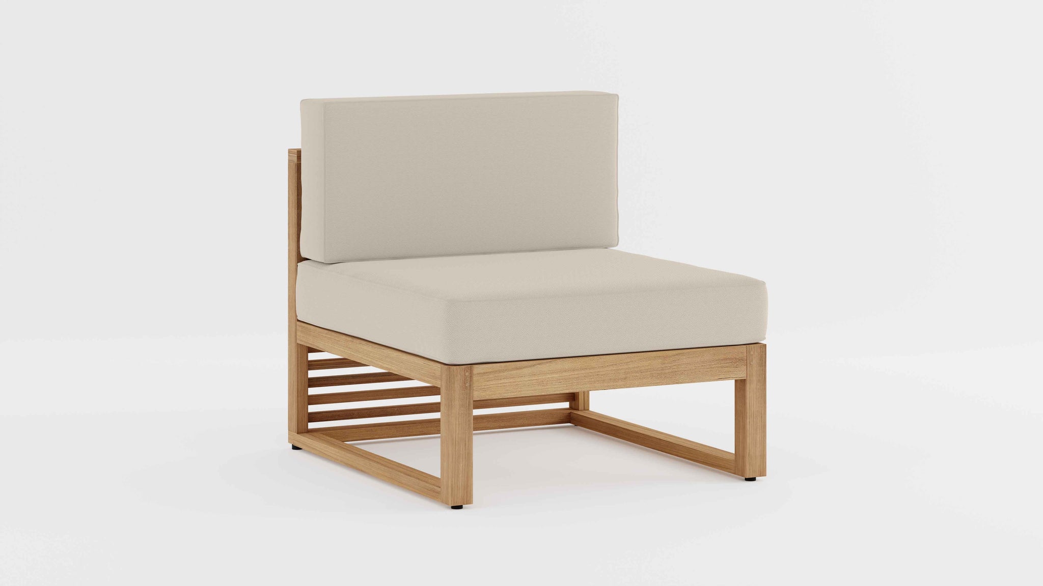 Buckingham Teak Modular One Seat Mid Section with Ecru Cushions