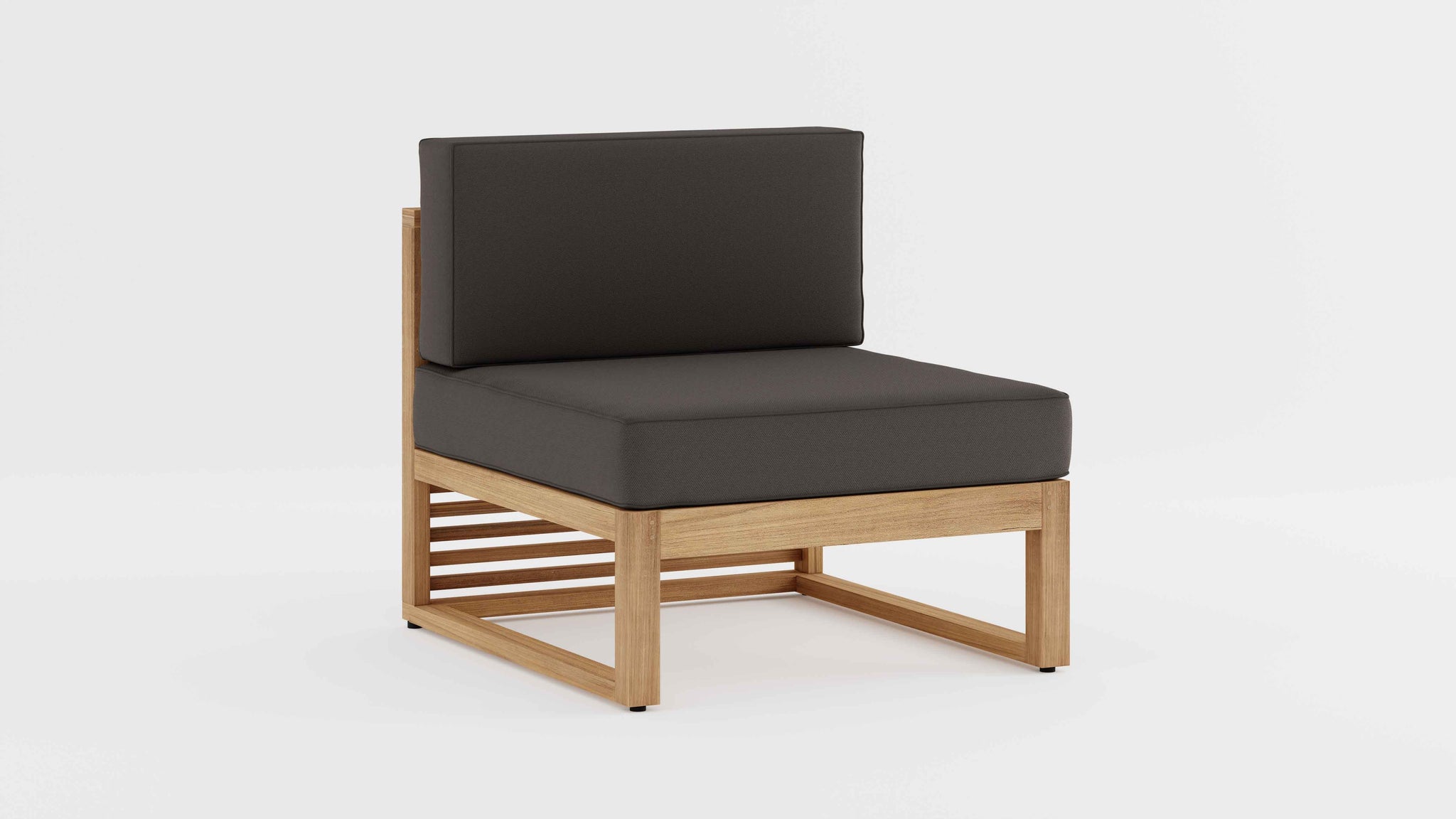 Buckingham Teak Modular One Seat Mid Section with Graphite Cushions