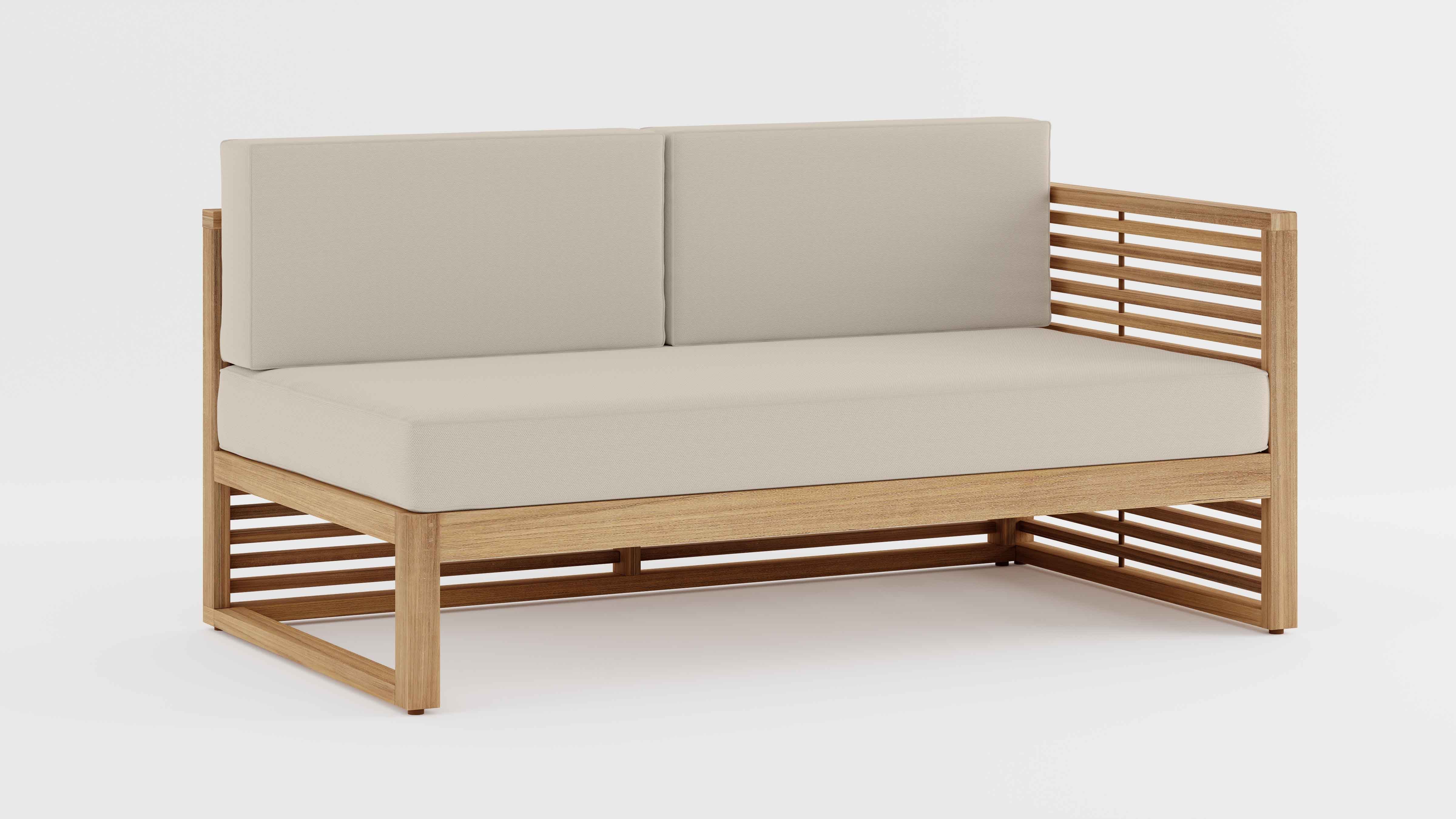 Buckingham Teak Modular Open End Two Seater Sofa with Ecru Cushions