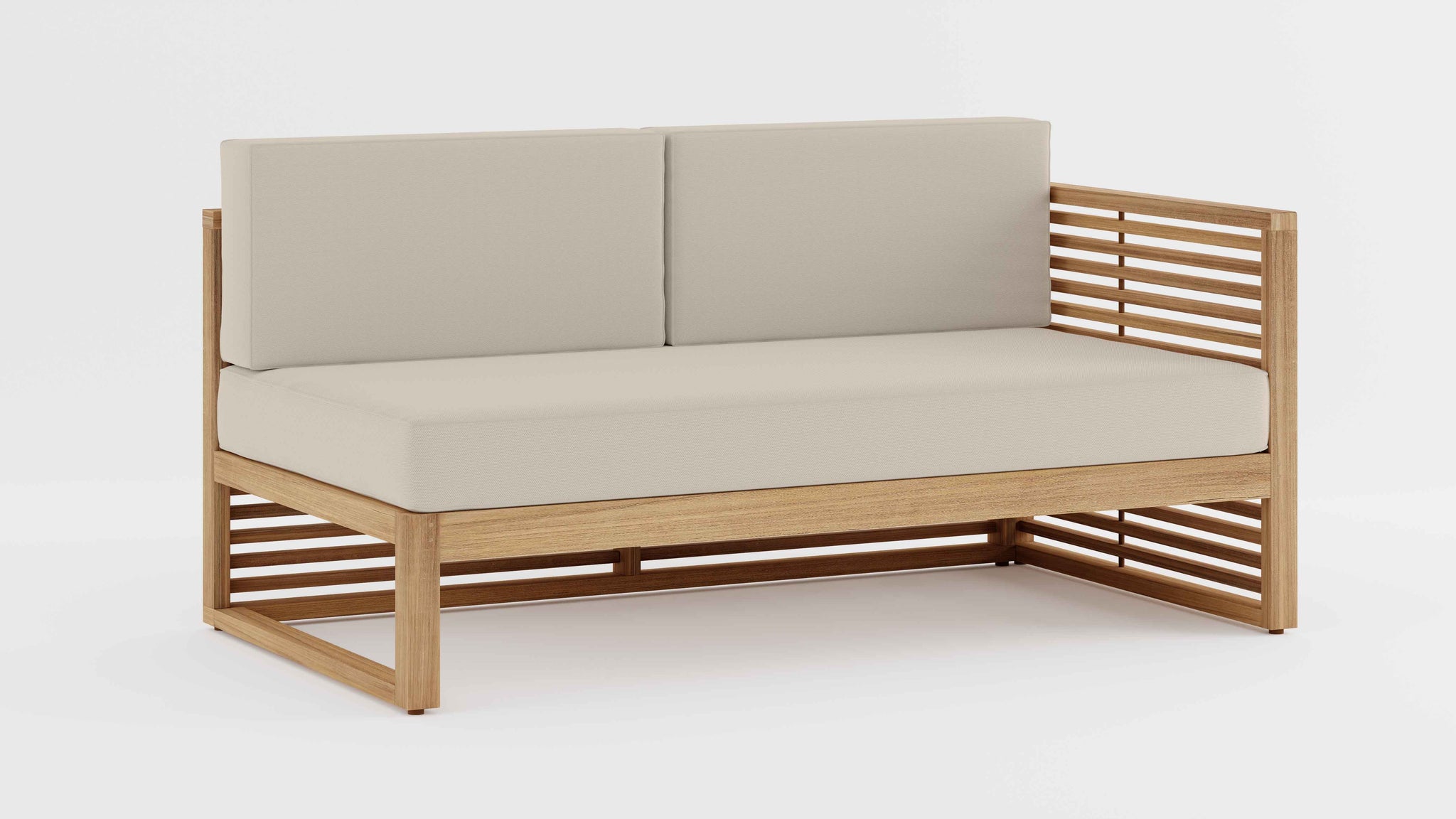 Buckingham Teak Modular Open End Two Seater Sofa with Ecru Cushions
