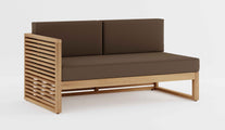 Buckingham Teak Modular Right Hand Open End Sofa with Taupe Cushions