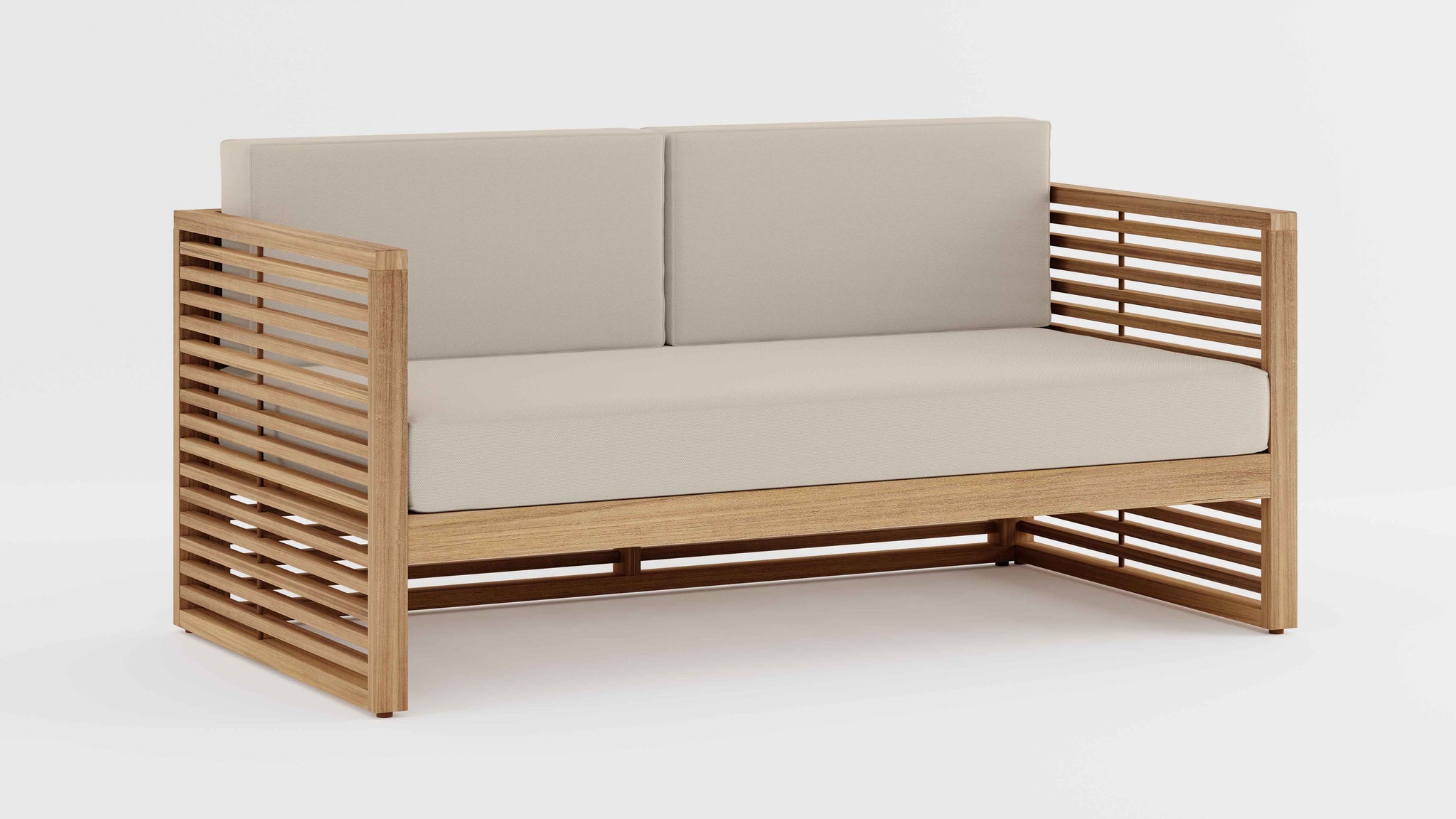 Buckingham Teak Modular Two Seater Sofa with Ecru Cushions