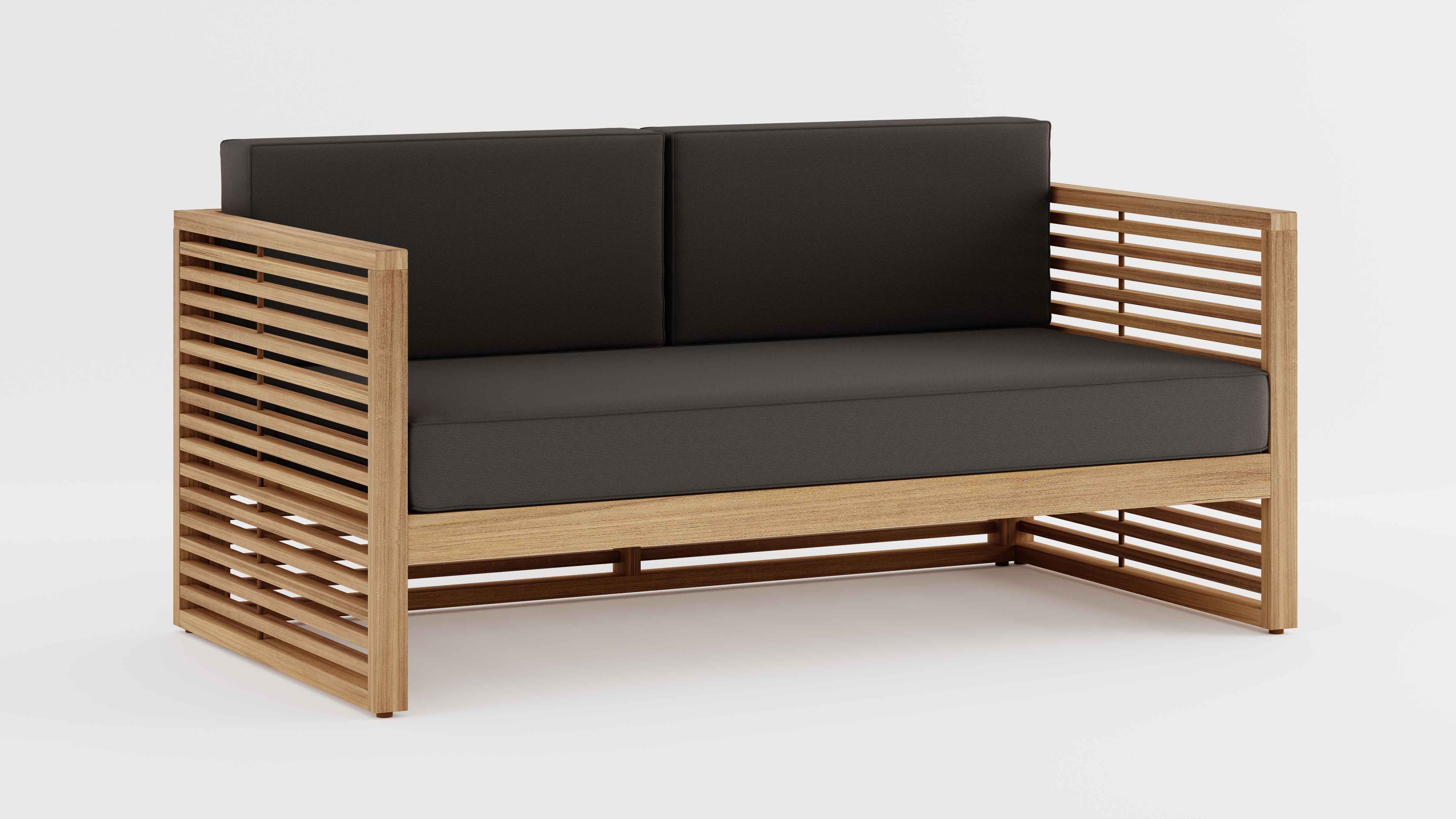 Buckingham Teak Modular Two Seater Sofa with Graphite Cushions