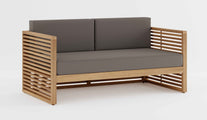 Buckingham Teak Modular Two Seater Sofa with Light Grey Cushions