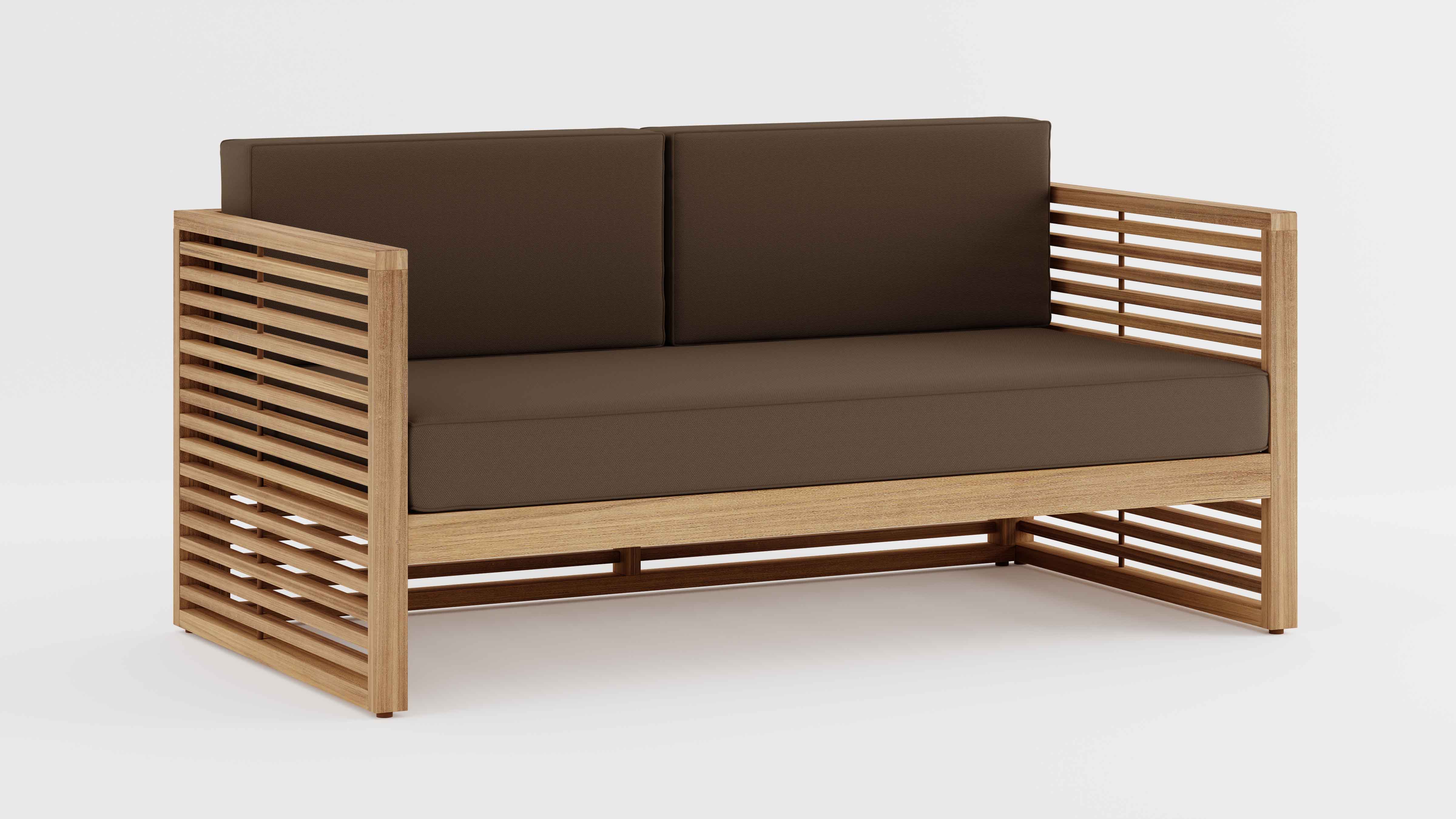 Buckingham Teak Modular Two Seater Sofa with Taupe Cushions