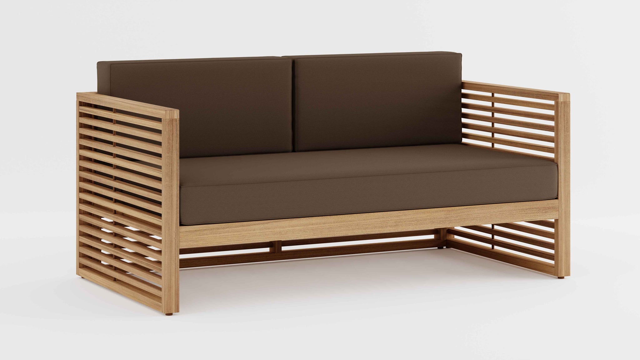 Buckingham Teak Modular Two Seater Sofa with Taupe Cushions