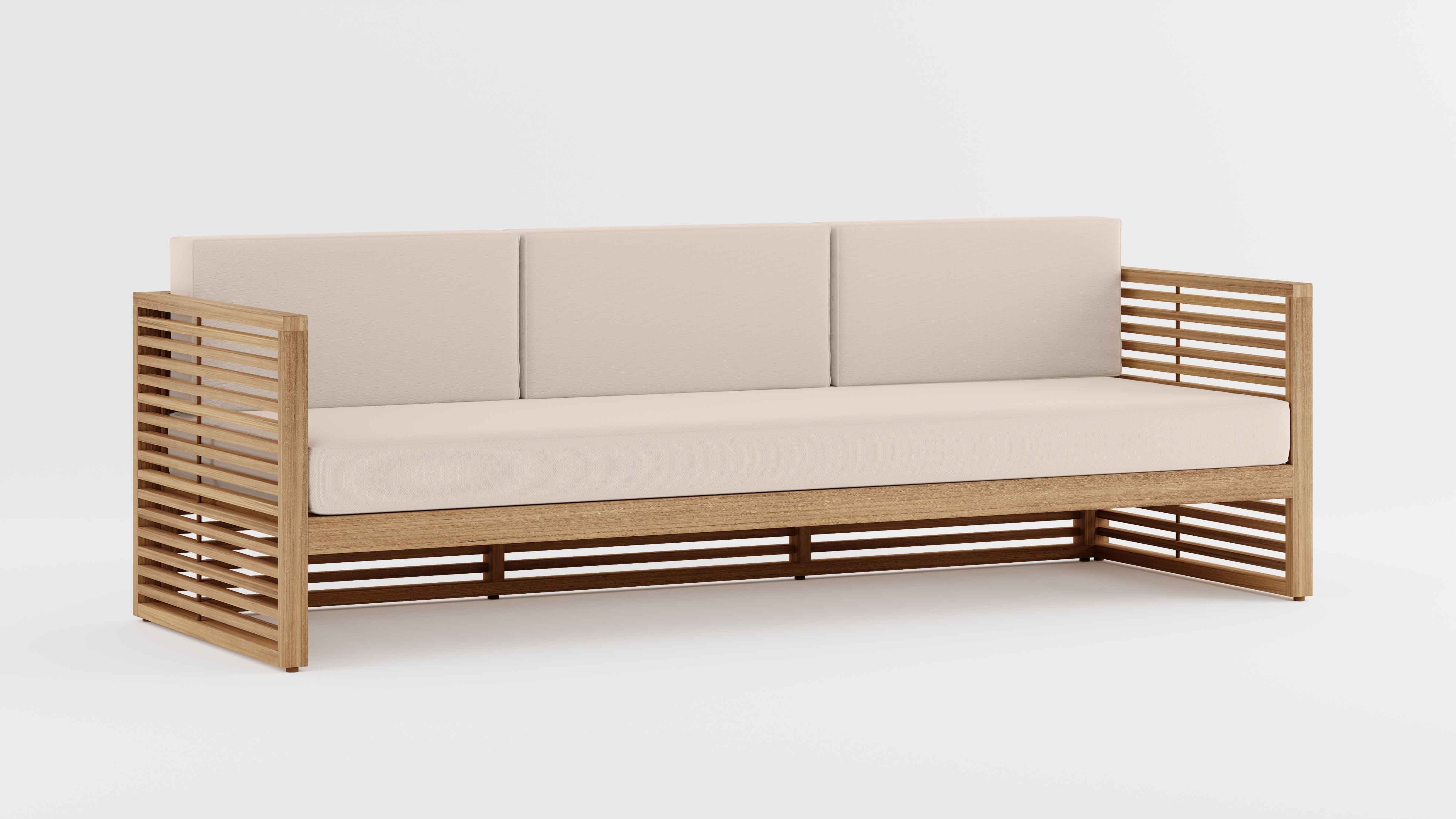 Buckingham Teak Modular Three Seater Sofa with Ecru Cushions