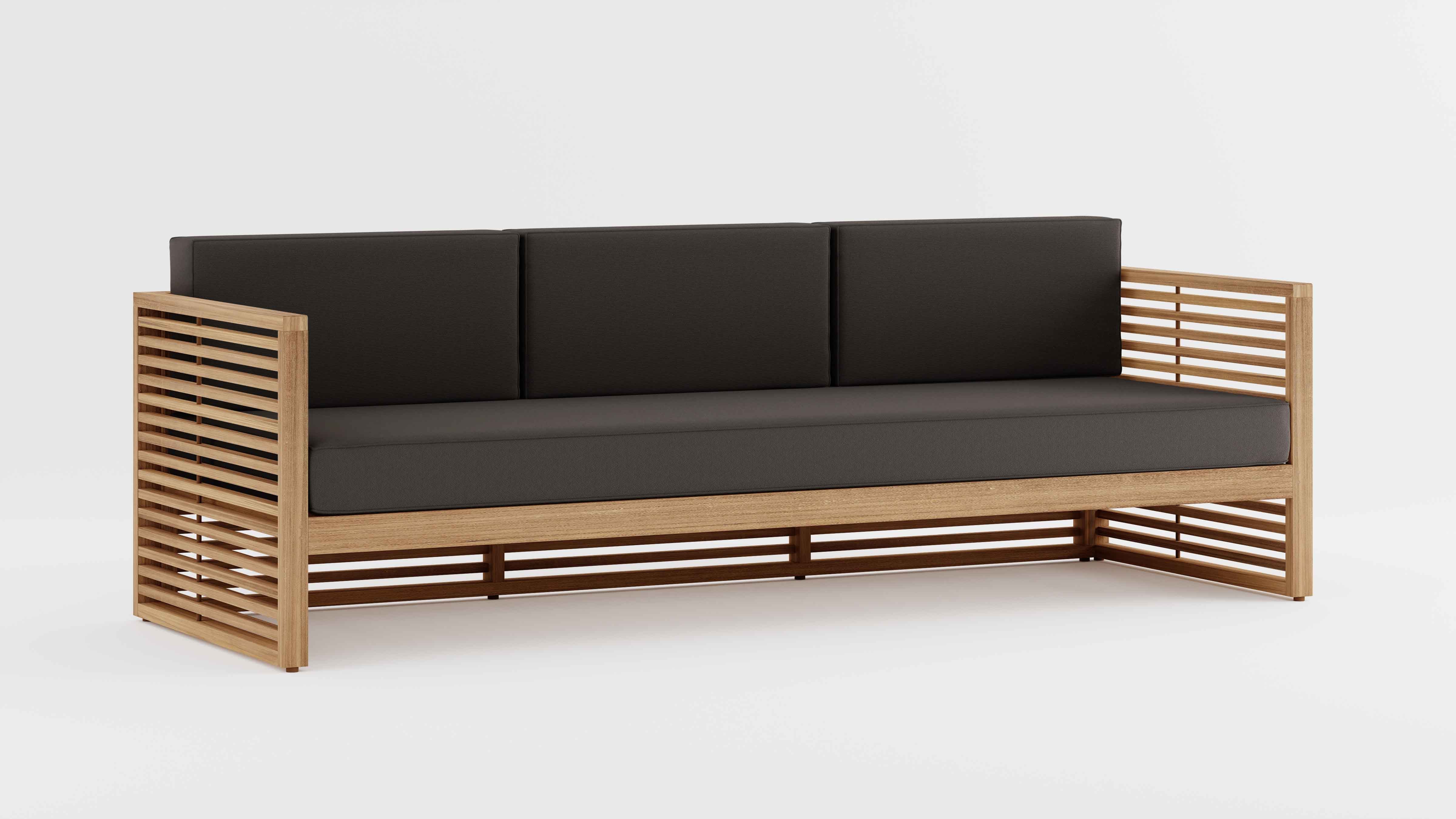 Buckingham Teak Modular Three Seater Sofa with Graphite Cushions