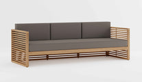 Buckingham Teak Modular Three Seater Sofa with Light Grey Cushions