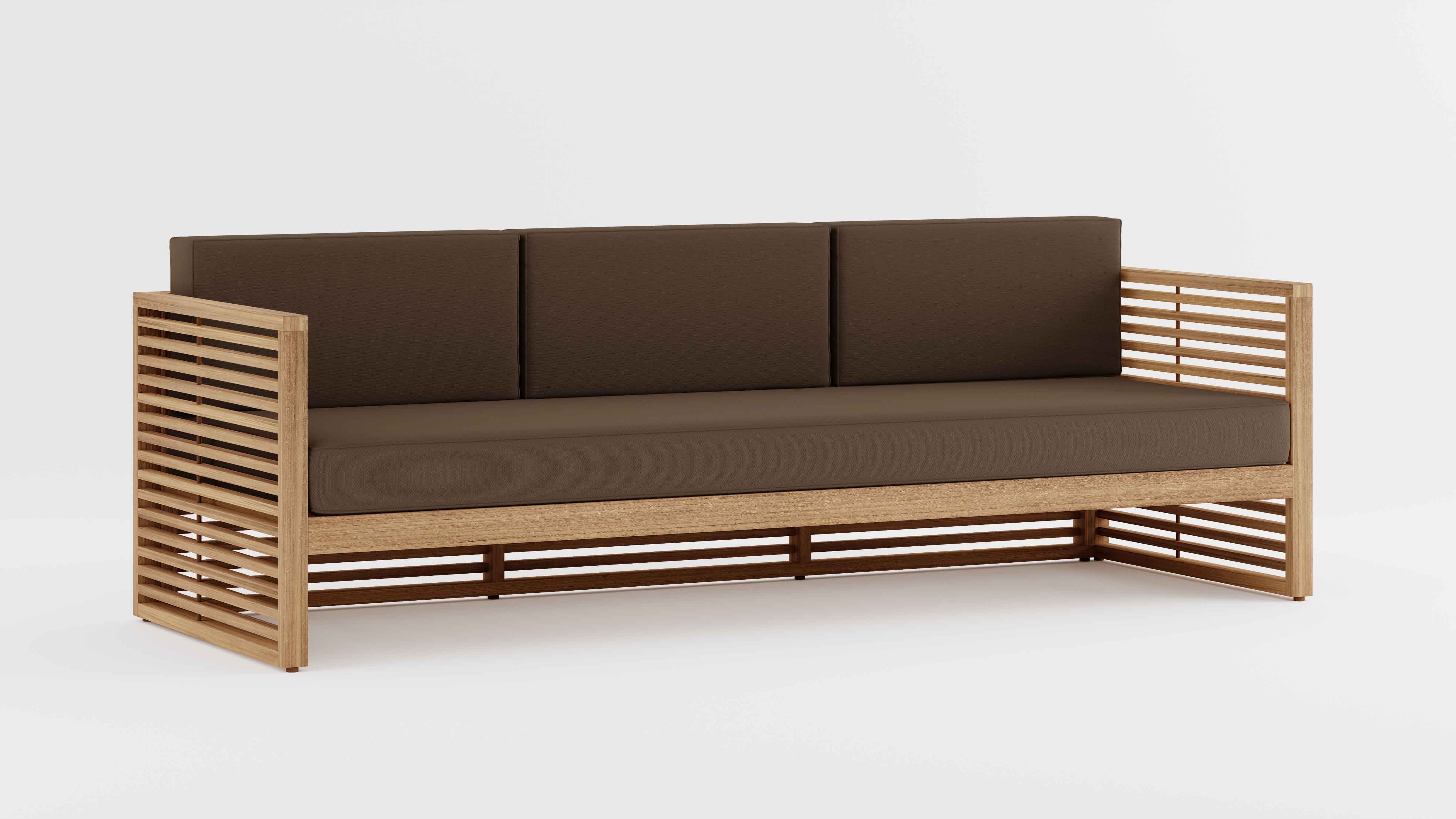 Buckingham Teak Modular Three Seater Sofa with Taupe Cushions