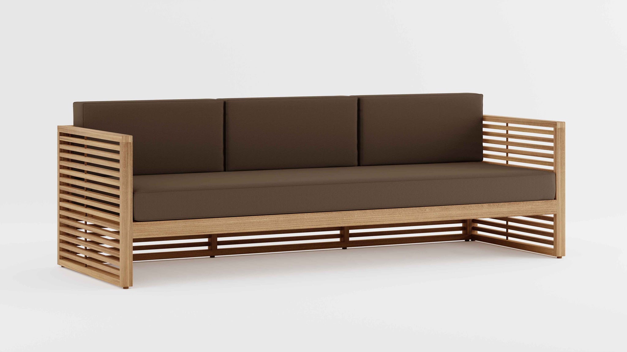 Buckingham Teak Modular Three Seater Sofa with Taupe Cushions
