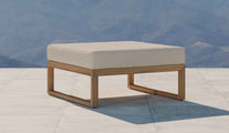 Buckingham Teak Modular Footstool with Ecru Cushion Front Angled View