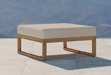 Buckingham Teak Modular Footstool with Ecru Cushion Front Angled View