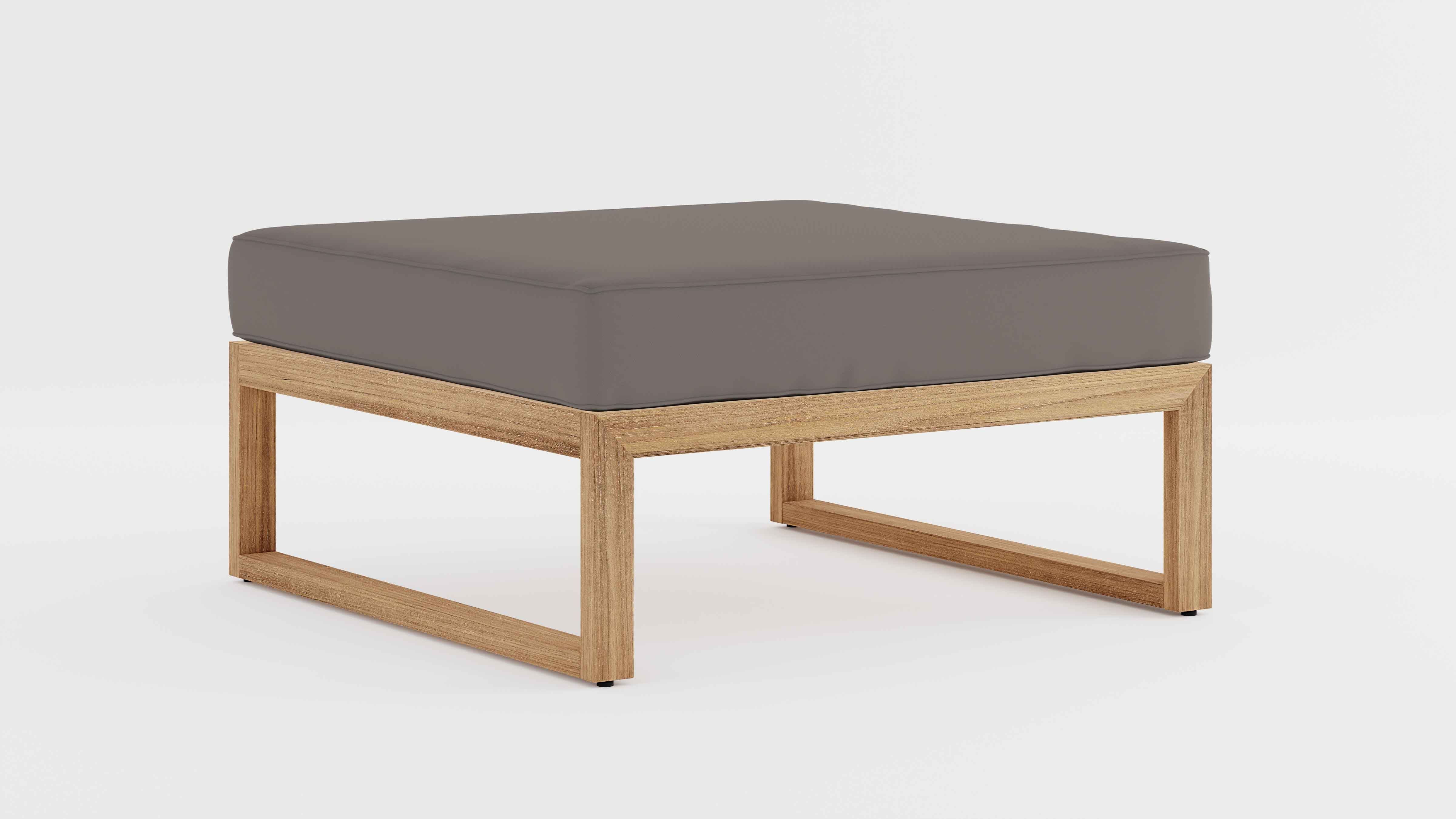 Buckingham Teak Modular Footstool with Light Grey Cushion