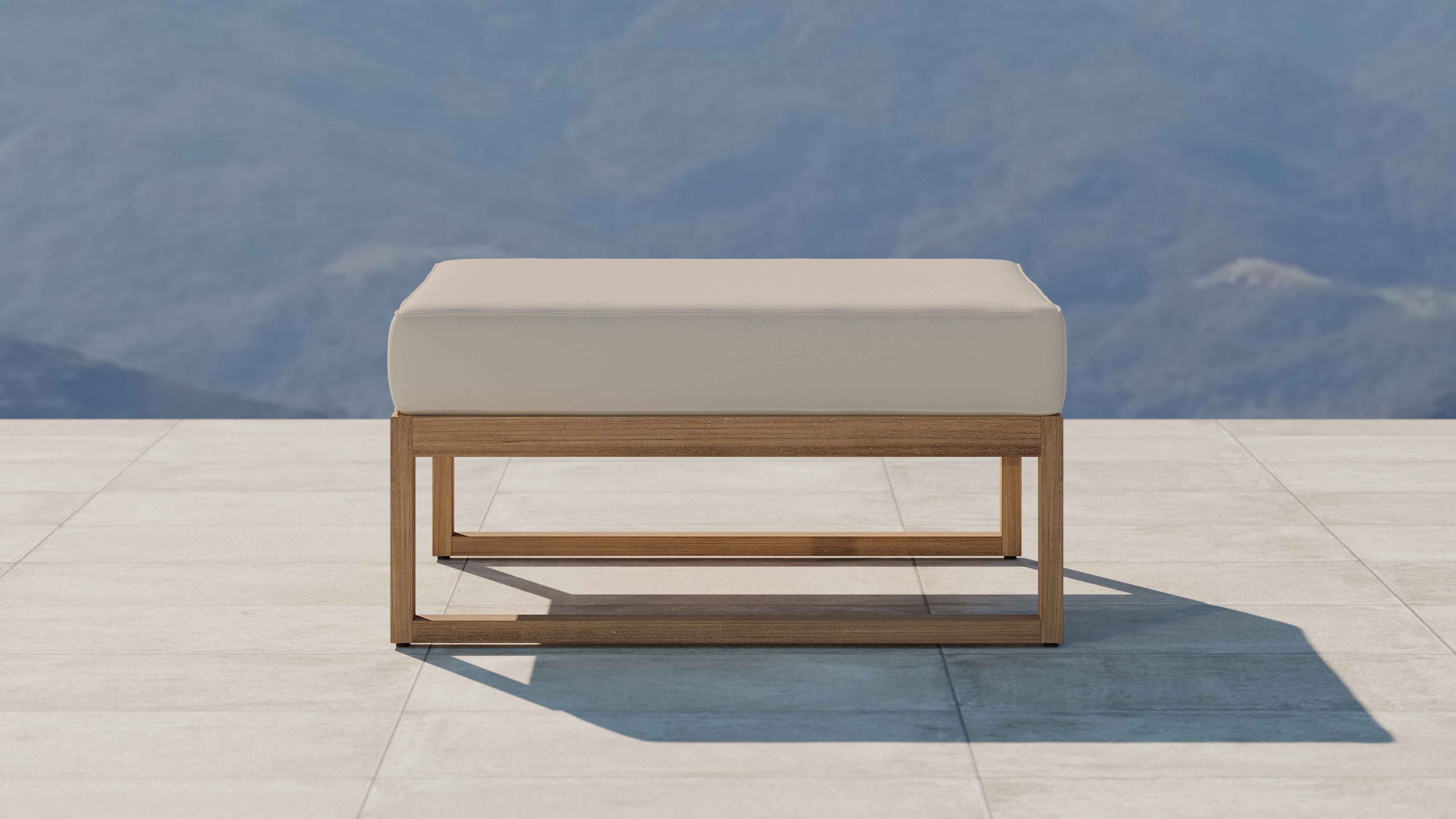 Buckingham Teak Modular Footstool with Ecru Cushion Side View