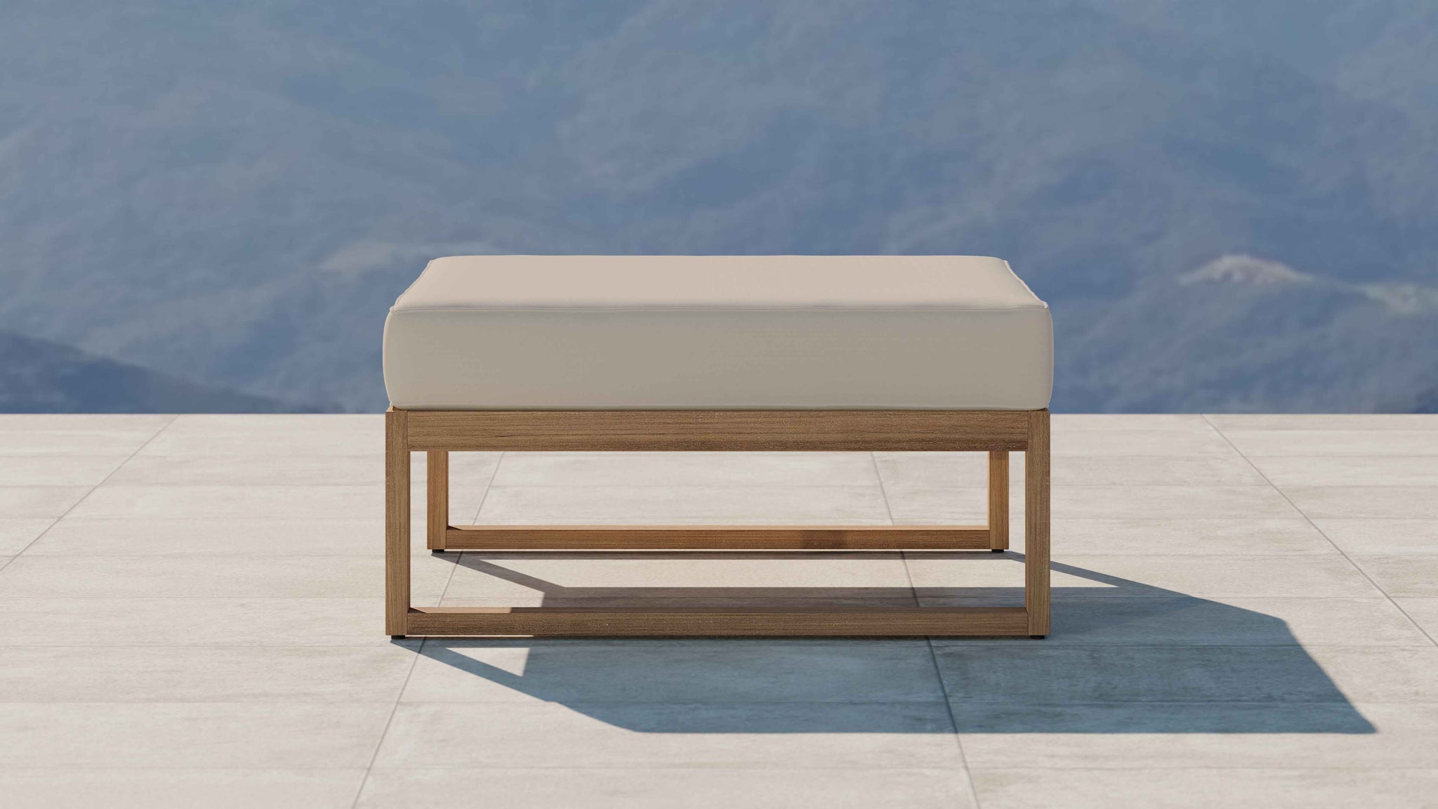 Buckingham Teak Modular Footstool with Ecru Cushion Side View