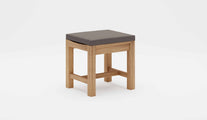 Teak 50cm Backless Bench Stool with Light Grey Cushion