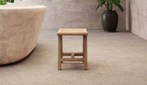 Teak Bathroom Shower Stool without Shelf Side View