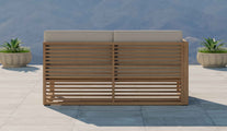 Buckingham Teak Modular Right Hand Open End Sofa with Ecru Cushions Rear View