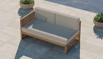 Buckingham Teak Modular Right Hand Open End Sofa Overhead Perspective