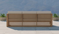 Buckingham Teak Modular Three Seater Sofa with Ecru Cushions Rear View
