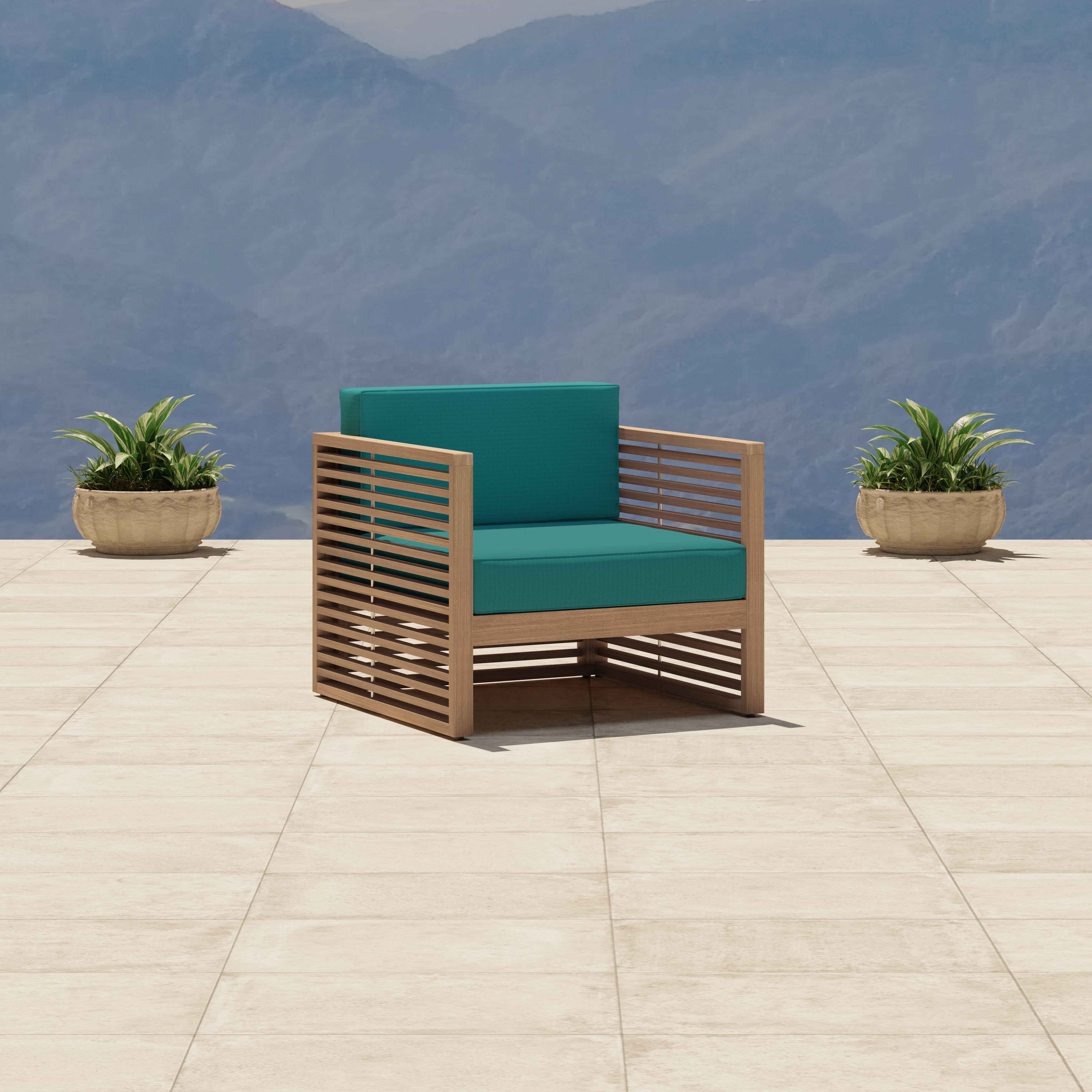 Buckingham Modular Lounge Chair in Paris Fabric Teal Colourway