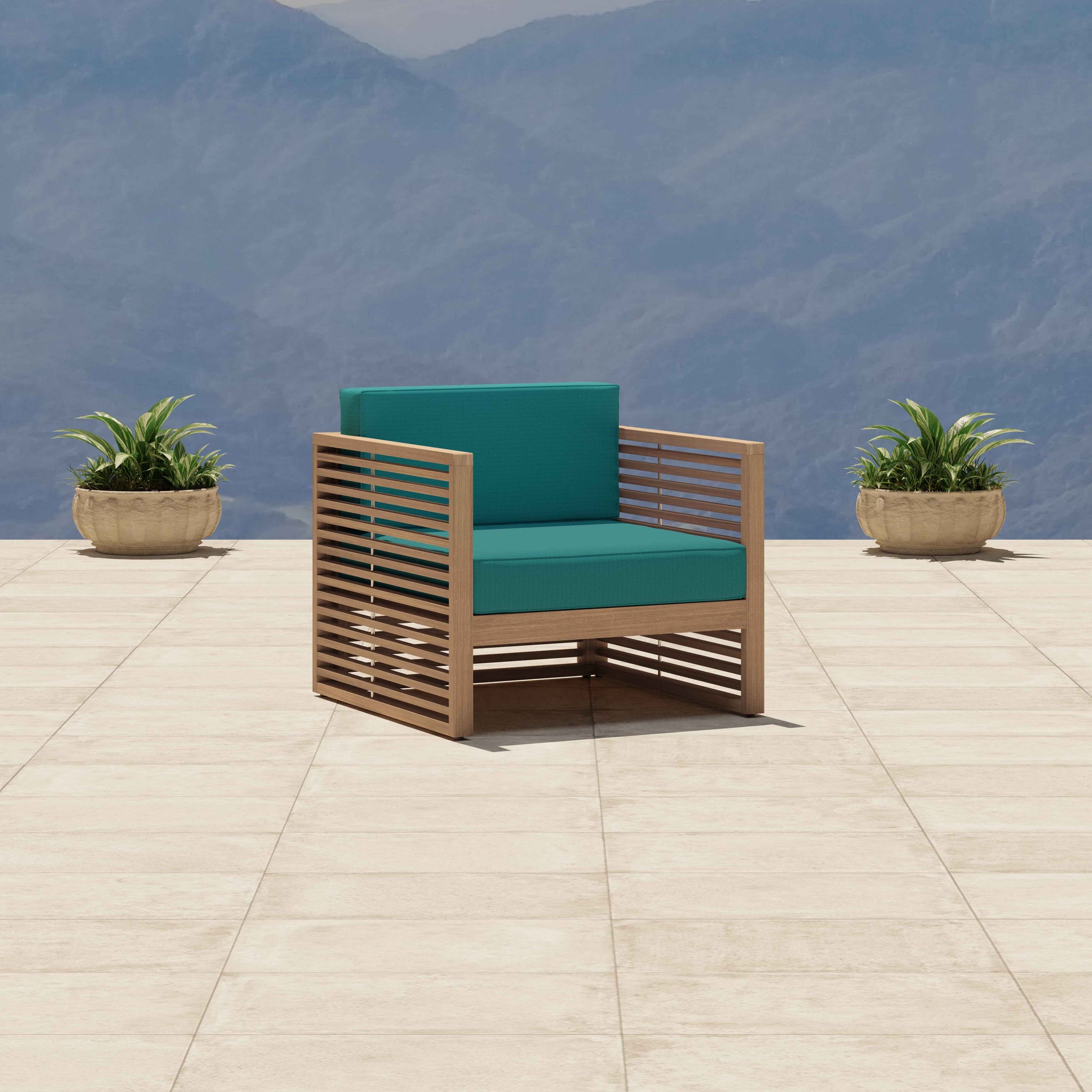 Buckingham Modular Lounge Chair in Paris Fabric Teal Colourway