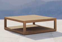 Buckingham Teak Square Coffee Table with Shelf Front Angled View