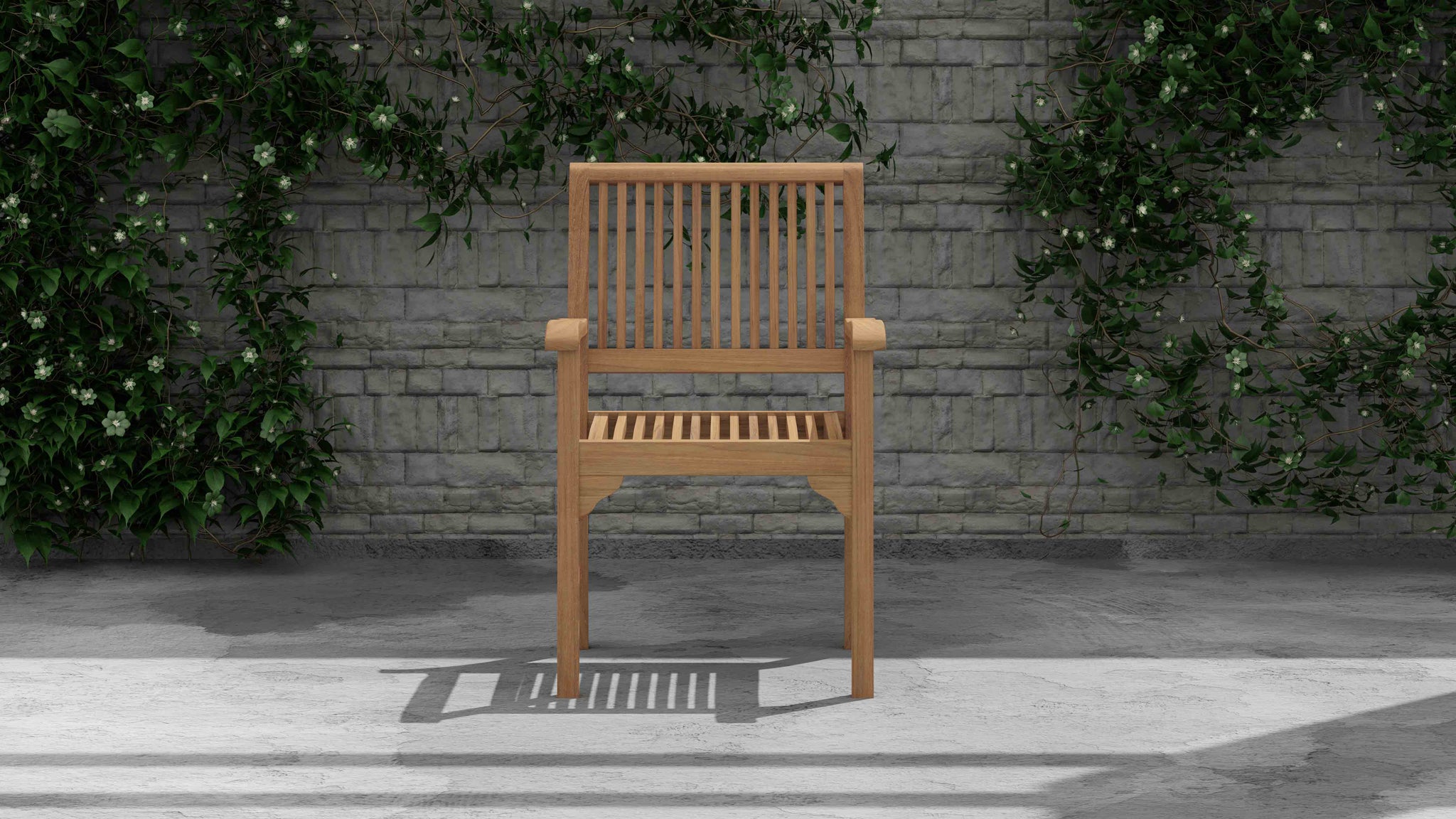 Guildford Teak Garden Carver Chair Front View