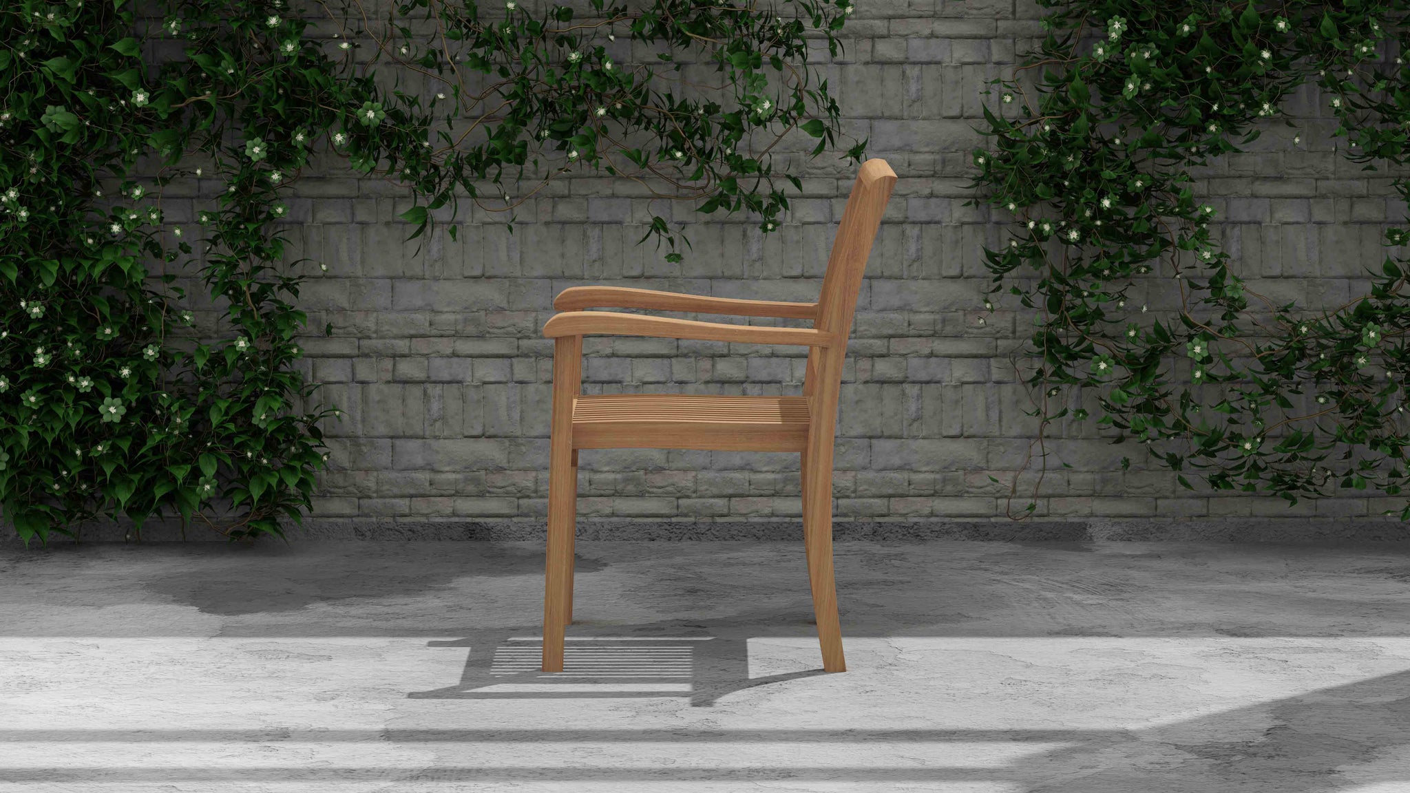 Guildford Teak Garden Carver Chair Side View