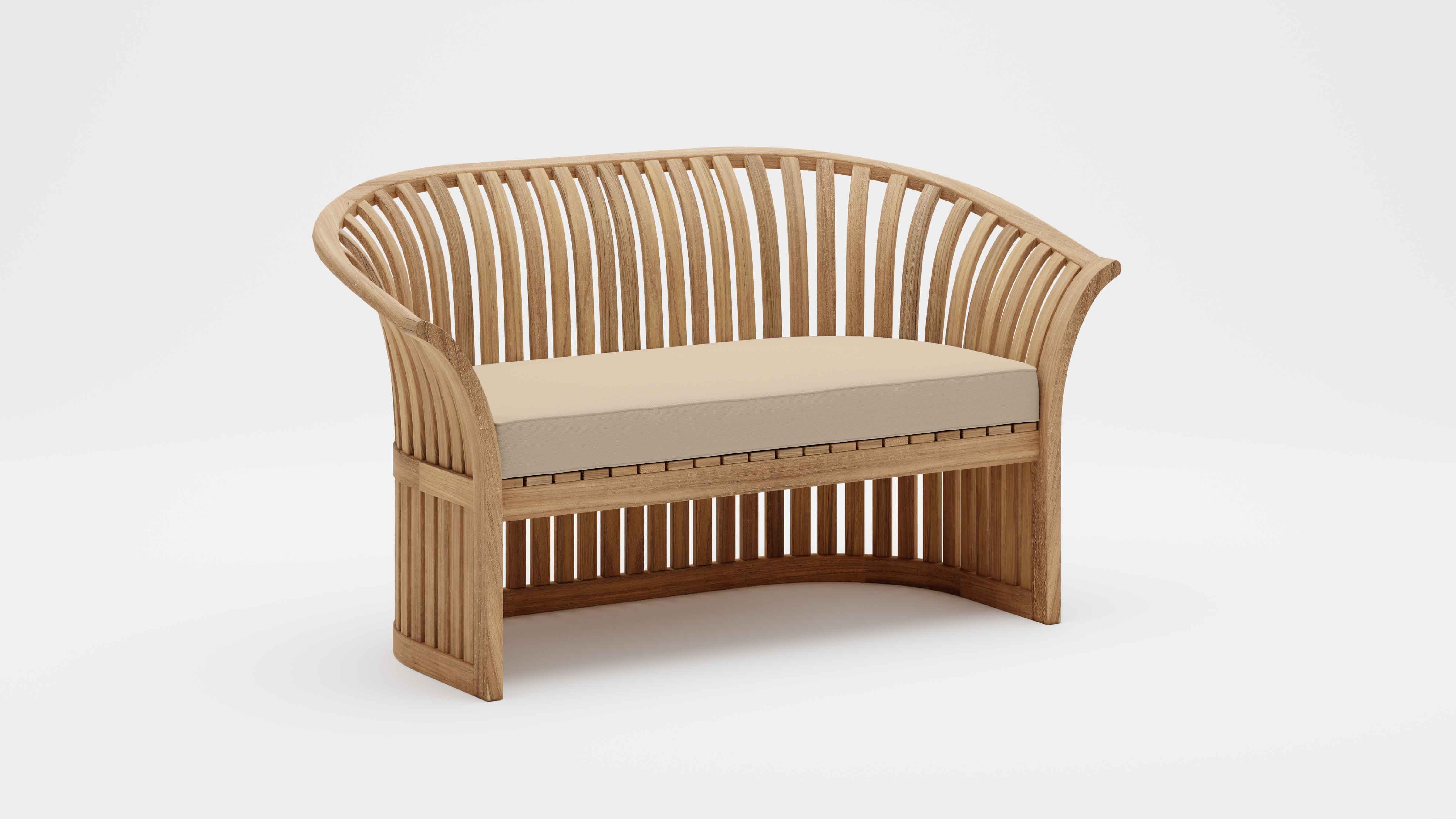 Ascot Teak Outdoor Lounge 2 Seater Sofa with Ecru Cushion