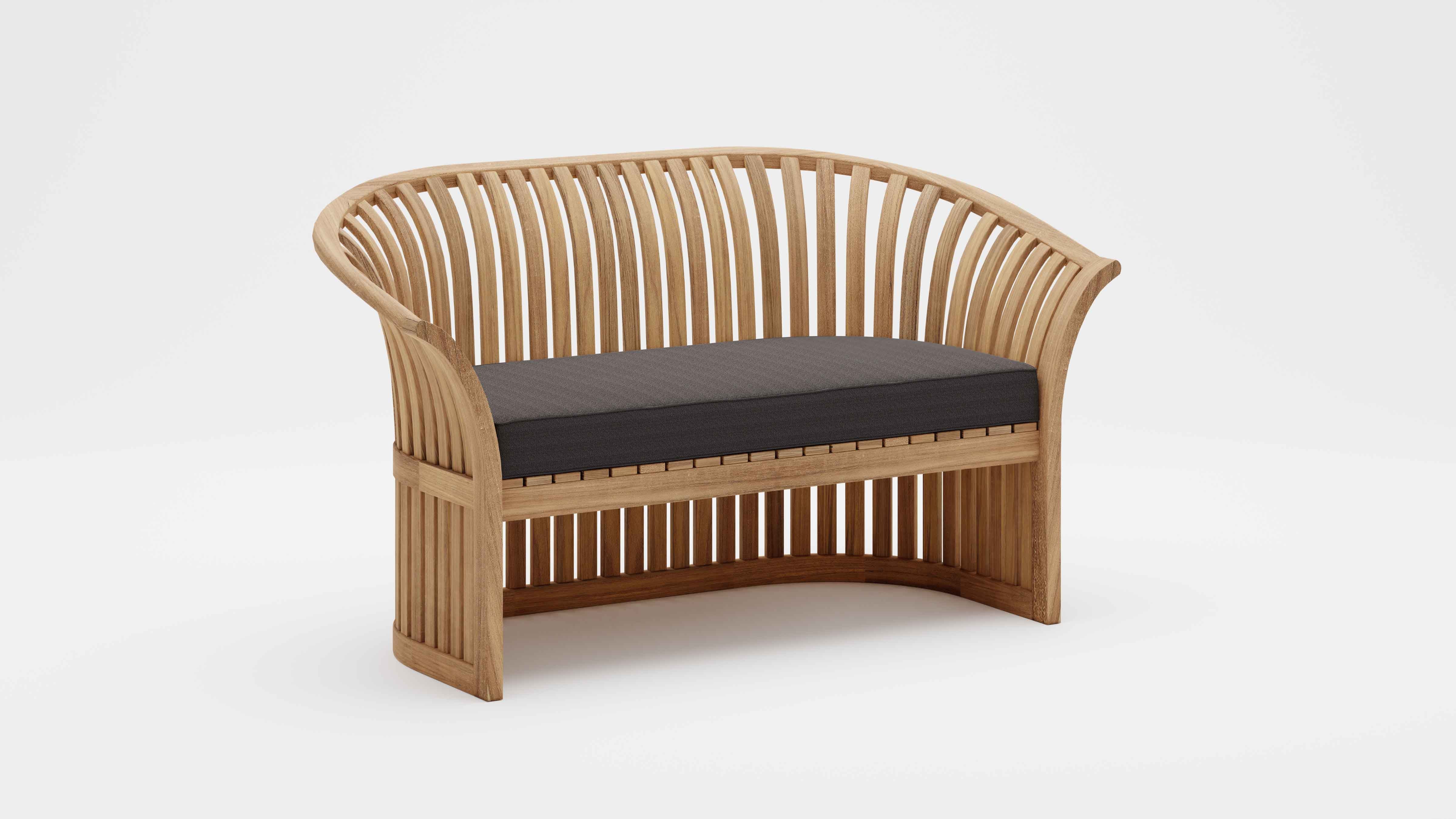 Ascot Teak Outdoor Lounge 2 Seater Sofa with Graphite Cushion