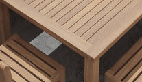Teak Fixed Rectangular Garden Dining Table & Salisbury Dining Chairs Close Up Detail