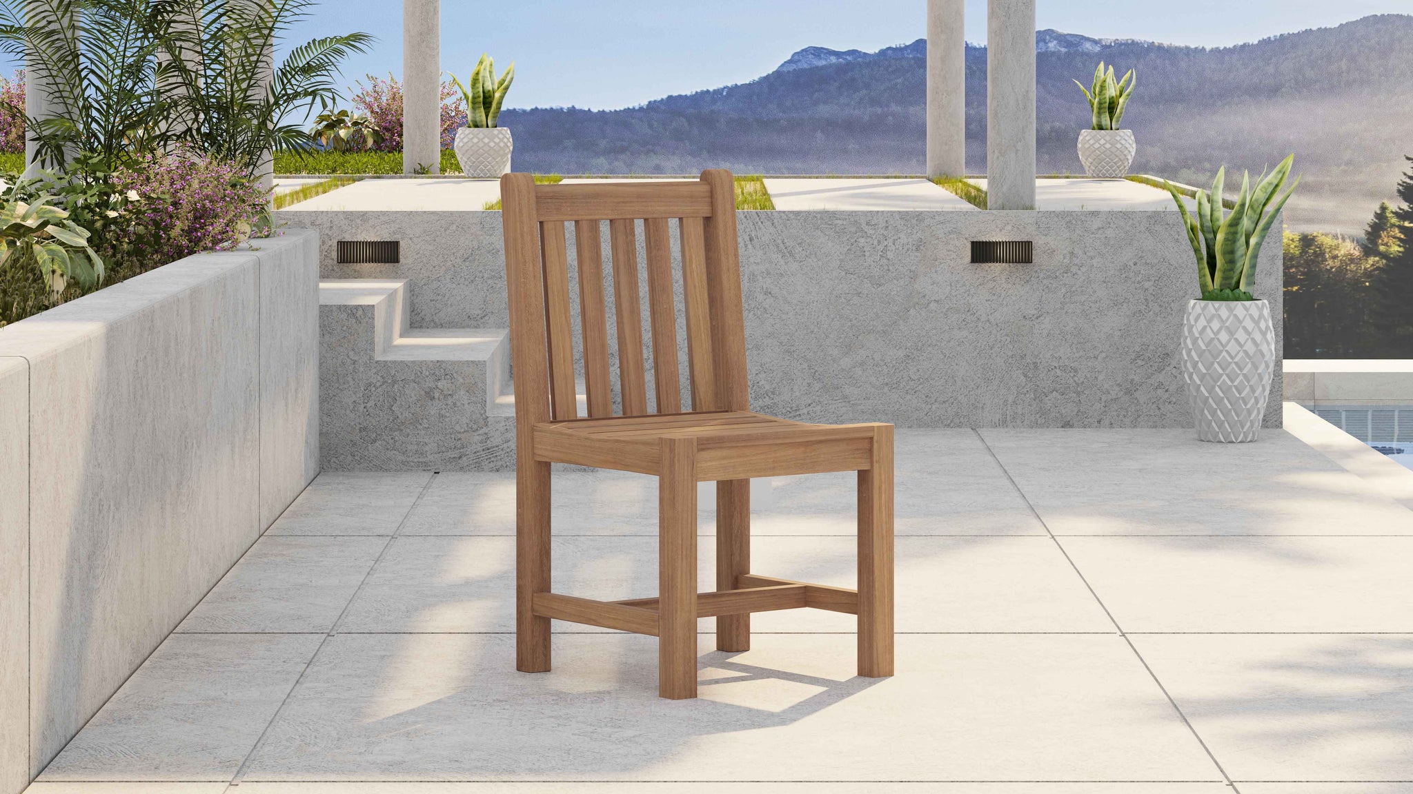 Salisbury Teak Garden Dining Chair Front Angled View