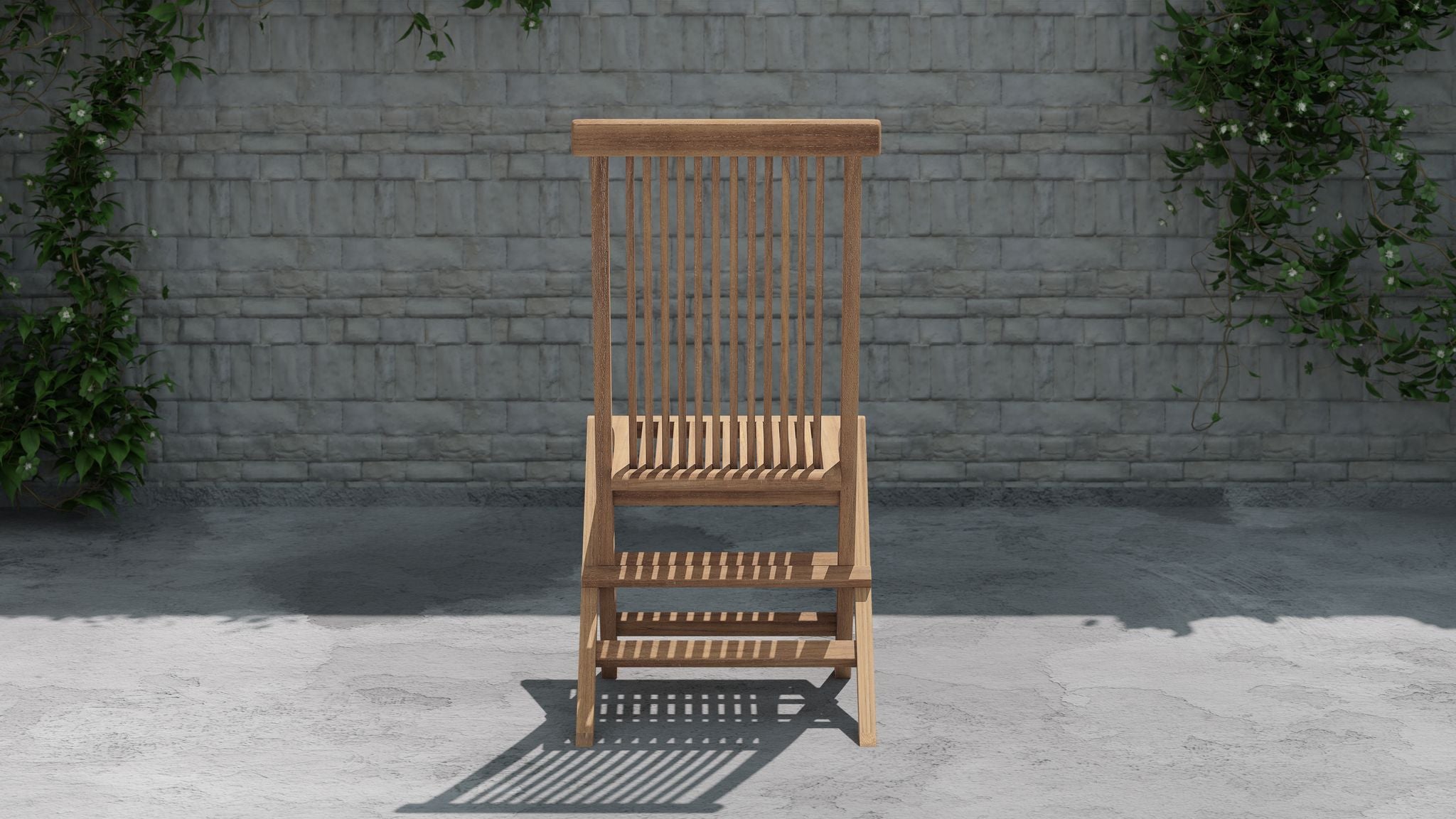 Lincoln Folding Teak Garden Dining Chair Rear View